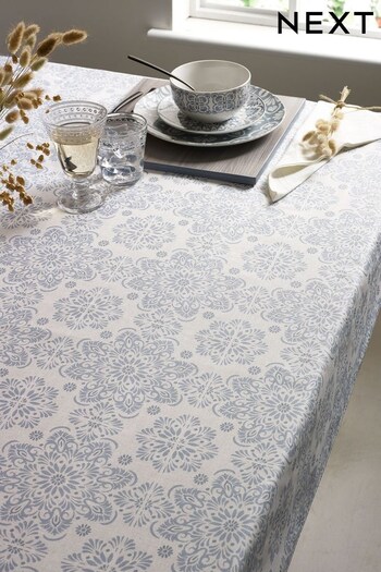 Blue Moroccan Tile Print Wipe Clean Tablecloth (U70854) | £24 - £34