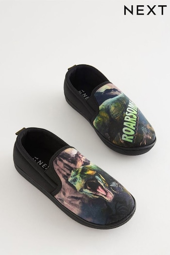 Black Photographic Dino Cupsole Slippers (U70966) | £12 - £14