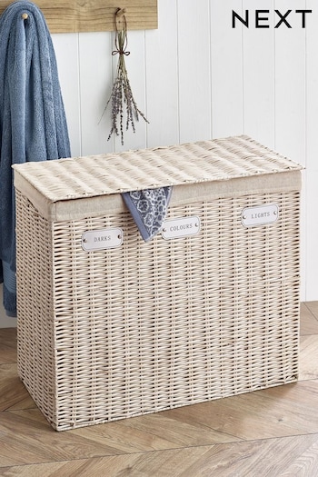 Cream Wicker Laundry Sorter Basket (U71013) | £85