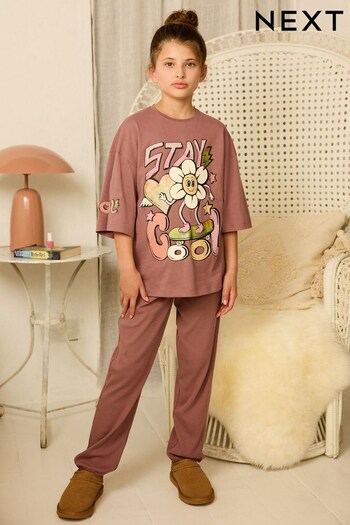 Brown Graphic Jogger Pyjamas (3-16yrs) (U71461) | £13 - £18