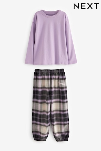 Purple Woven Check Pyjamas (3-16yrs) (U71558) | £16 - £21