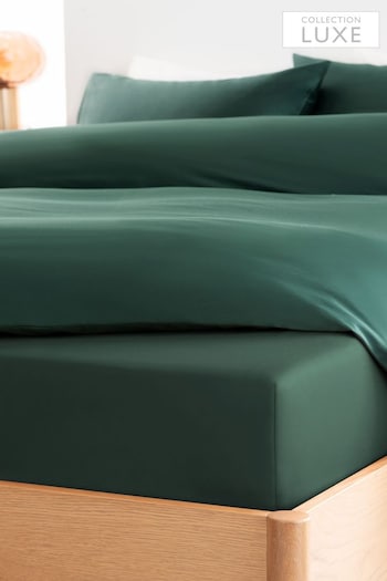 Bottle Green Collection Luxe 400 Thread Count Deep Fitted 100% Egyptian Cotton Sateen Deep Fitted Sheet (U71591) | £25 - £40