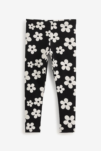 Black/White Floral Printed sleeve Leggings (3-16yrs) (U71679) | £5 - £10