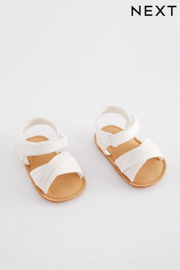 White Cross Strap Baby Sandals lace-up (0-24mths) (U71680) | £9