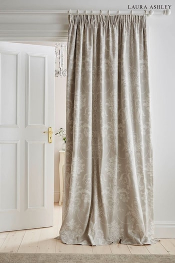 Laura Ashley Dove Grey Josette Blackout Thermal Pencil Pleat Door Curtains (U71781) | £65