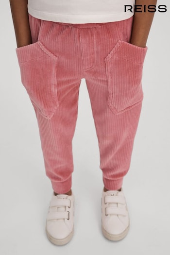 Reiss Pink Kora Senior Relaxed Corduroy Drawstring Trousers (U71813) | £45