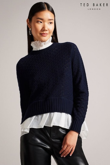 Ted Baker Holina Knit Sweater With 2-in-1 Shirt (U71936) | £110
