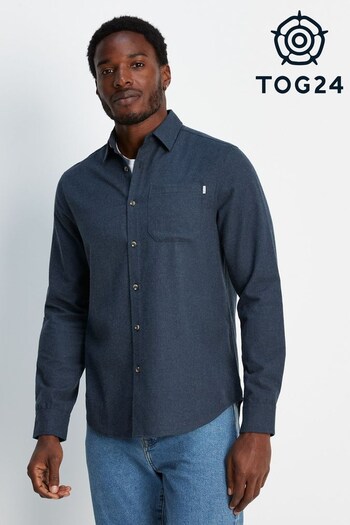 Tog 24 Mens Dark Blue Marl Markham Flannel Shirt (U71950) | £40