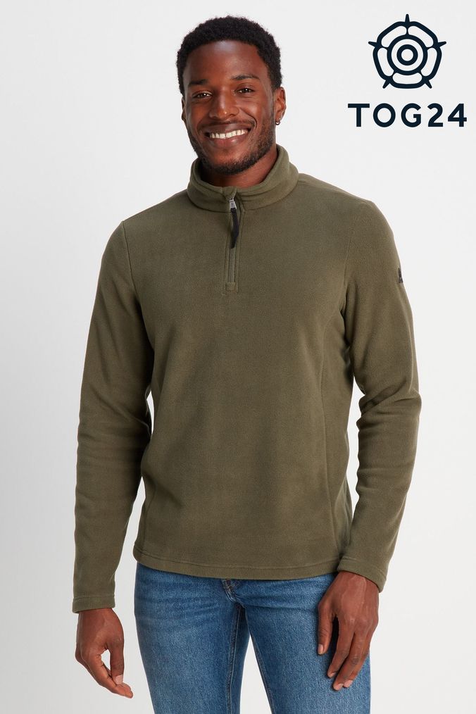 Mens zip shop neck fleece
