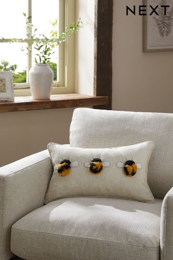 Ochre Yellow 50 x 30cm Tufted Pom Bee Trio Cushion (U71973) | £16