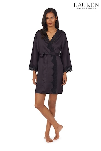 Lauren Ralph Lauren Satin Lace Kimono Robe Dressing Gown (U72249) | £89