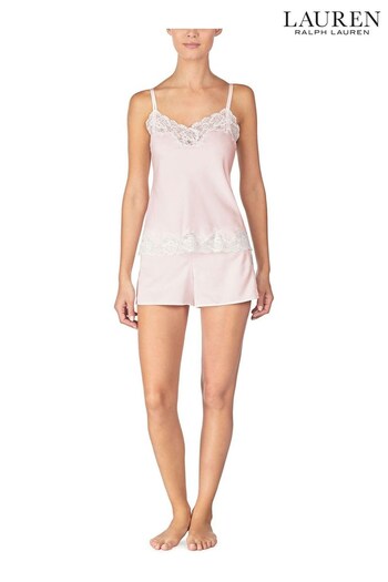 Lauren Ralph Lauren Pink Satin Cami And Short Pyjama Set (U72250) | £99