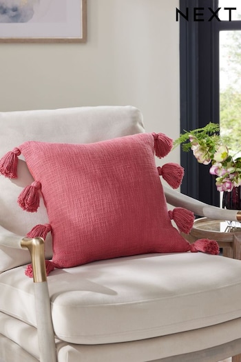 Rose Pink 43 x 43cm Sahara Tassel Cushion (U72695) | £14