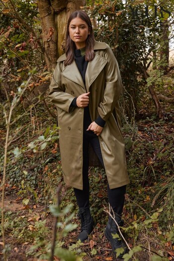 Yours Curve Green PU Trench Coat (U72737) | £65