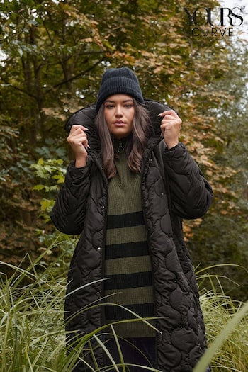 Yours Curve Black Quilted Coat (U72740) | £60