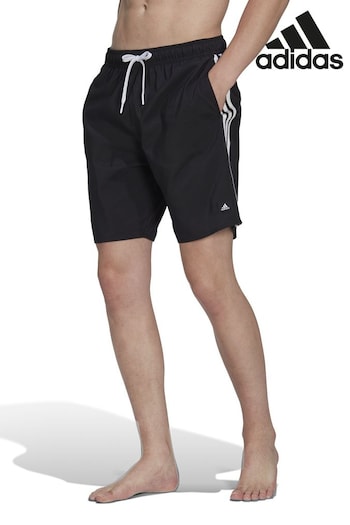 cotton-blend Black Performance 3-Stripes CLX Swim Shorts (U72772) | £35