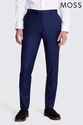 MOSS x Cerutti Blue Tailored Fit Twill Suit Trousers (U72912) | £140