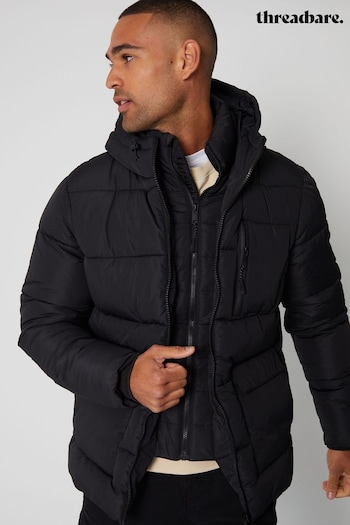 Threadbare Black Showerproof Double Layer Puffer Jacket (U72922) | £60