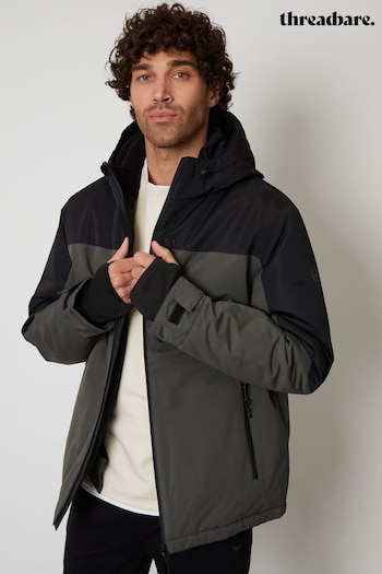 Threadbare Black Microfleece Lined Hooded Two-Tone Ski Jacket (U72935) | £90