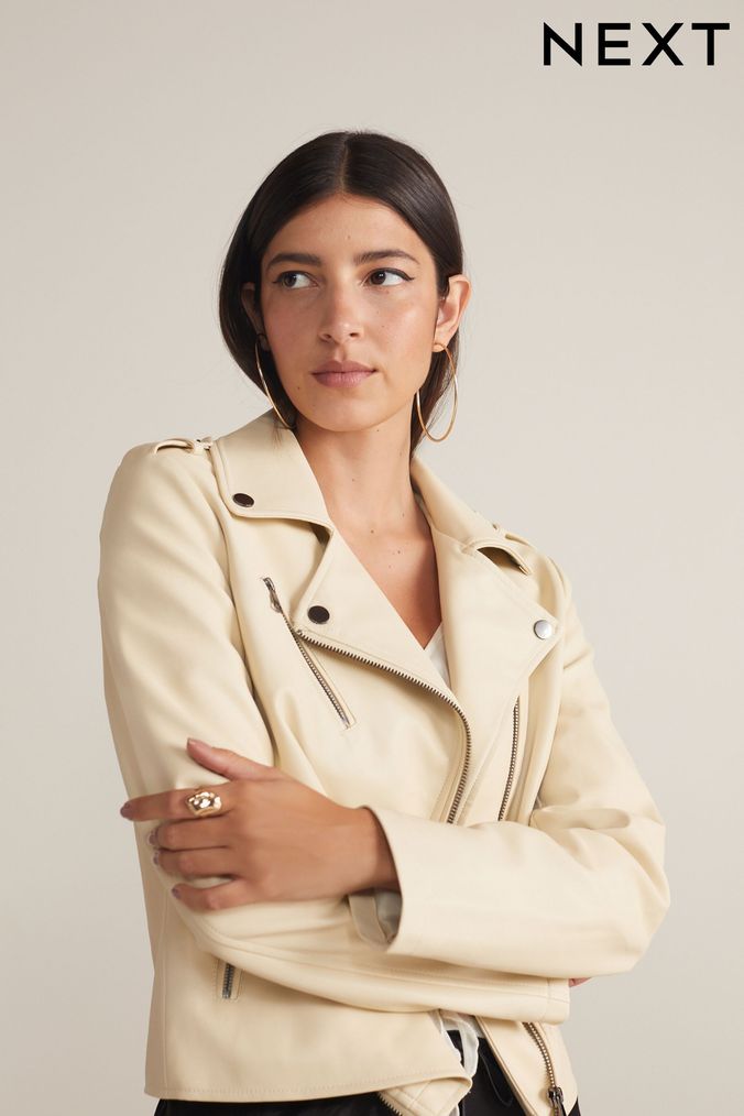 Cream biker top jacket