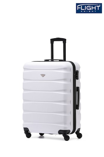 Flight Knight White/Black Medium Hardcase Lightweight Check In Suitcase With 4 Wheels (U73169) | £60