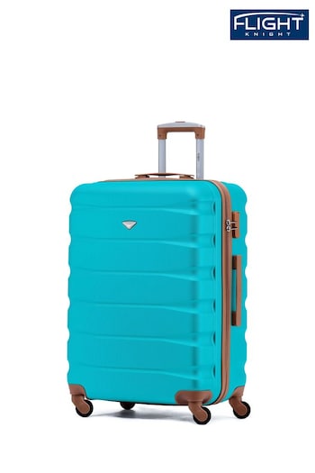 Flight Knight Aqua/Tan Medium Hardcase Lightweight Check In Suitcase With 4 Wheels (U73173) | £60