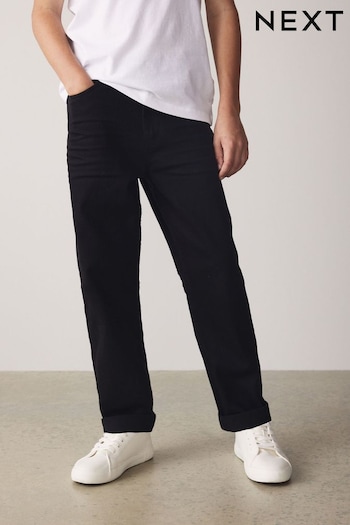 Black Denim Loose Fit Five Pocket Jeans frayed (3-17yrs) (U73218) | £13 - £18