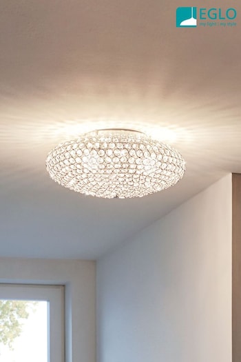 Eglo Silver Chrome And Crystal Clemente 2 Light Ceiling Light (U73331) | £130