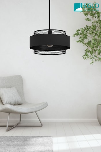 Eglo Black Bazely 1 Light Mesh Ceiling Light Pendant (U73351) | £90