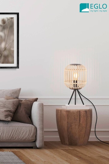 Eglo Black Rattan Bordesley 1 Light Table Lamp (U73353) | £55