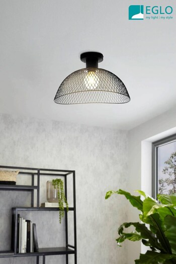 Eglo Black Pompeya 1 Light Industrial Mesh Ceiling Light (U73363) | £75