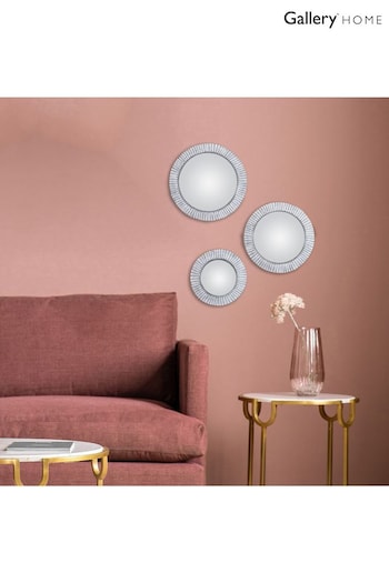 Gallery Home Grey Wash Sarina Convex Mirrors Set Of 3 (U73390) | £87