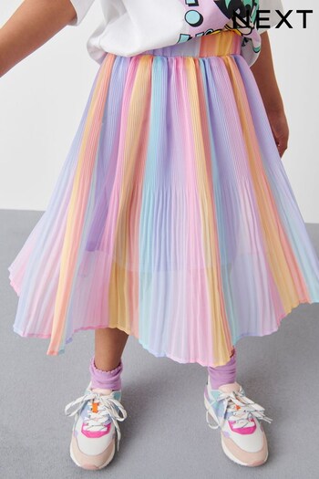 Rainbow Stripe Pleated Midi Skirt (3-16yrs) (U73898) | £22 - £27