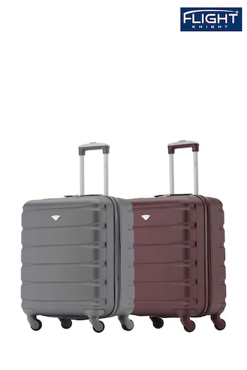 Flight Knight Charcoal + Burgundy EasyJet 56x45x25cm Overhead 4 Wheel ABS Hard Case Cabin Carry On Suitcase Set Of 2 (U74060) | £90