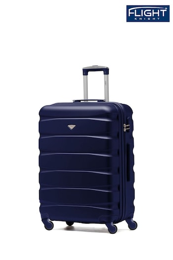 Flight Knight Navy Medium Hardcase Lightweight Check In Suitcase With 4 Wheels (U74077) | £60