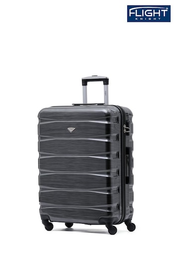 Flight Knight Grey/Black Gloss Medium Hardcase Lightweight Check In Suitcase With 4 Wheels (U74079) | £60