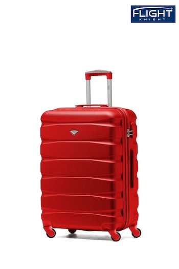Flight Knight Red Medium Hardcase Lightweight Check In Suitcase With 4 Wheels (U74117) | £60