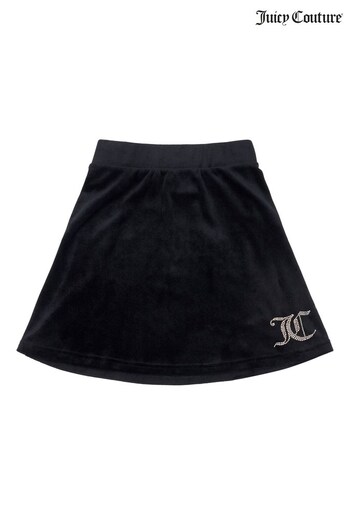 Juicy Couture Diamante Velour Aline Black Skirt (U74140) | £35 - £48