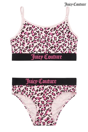 Juicy Couture Pink Leopard Bralette & Brief Underwear Set (U74163) | £20 - £24