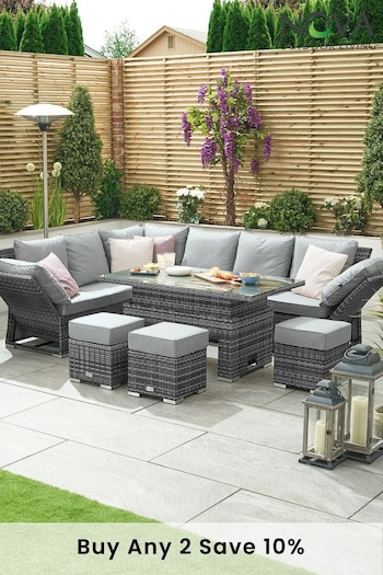 Nova Outdoor Living Grey Rattan Effect Cambridge Reclining Corner Sofa Set with Rising Table (U74186) | £1,500