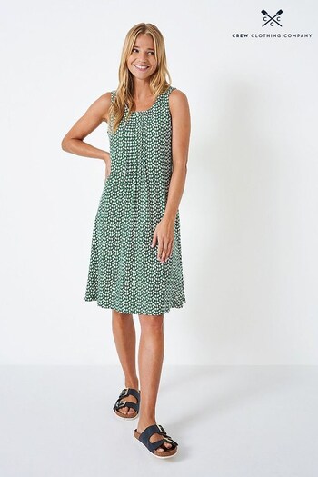Crew Clothing silver Company Green Floral Print Jersey Dress (U74217) | £65