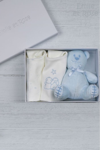 Emile Et Rose Embroidered Bib & Toy Baby Gift Set (U74234) | £21