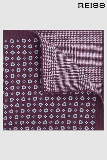Reiss Bordeaux Ischia Reversible Silk Pocket Square (U74242) | £38