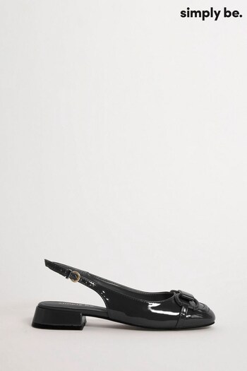 Simply Be Snaffle Trim Slingback Black Shoes In Wide Fit (U74334) | £35