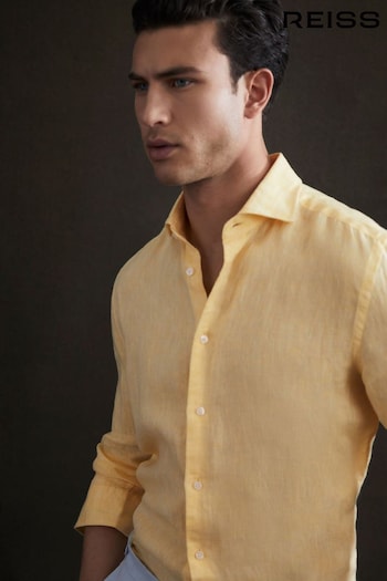 Reiss Lemon Ruban Linen Button-Through Shirt (U74358) | £98
