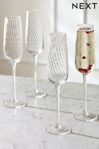 Set of 4 Clear Anais Champagne Flutes (U74495) | £28