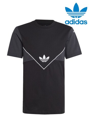 adidas spandex originals Junior Adicolor Black T-Shirt (U74534) | £20