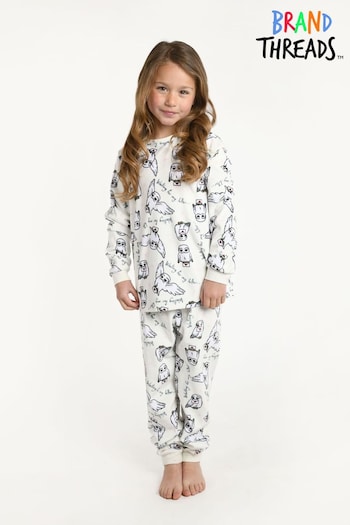 Brand Threads Cream Girls Harry Potter Hedwig Divine Fleece Pyjamas (U74550) | £18