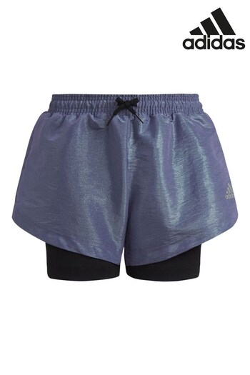 adidas Purple Junior Dance Loose Fit Two-In-One Shorts (U74553) | £28