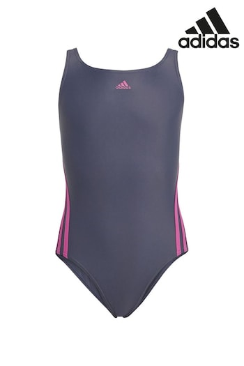 adidas league Blue Sportswear Kids 3-Stripes Swimsuit (U74561) | £25